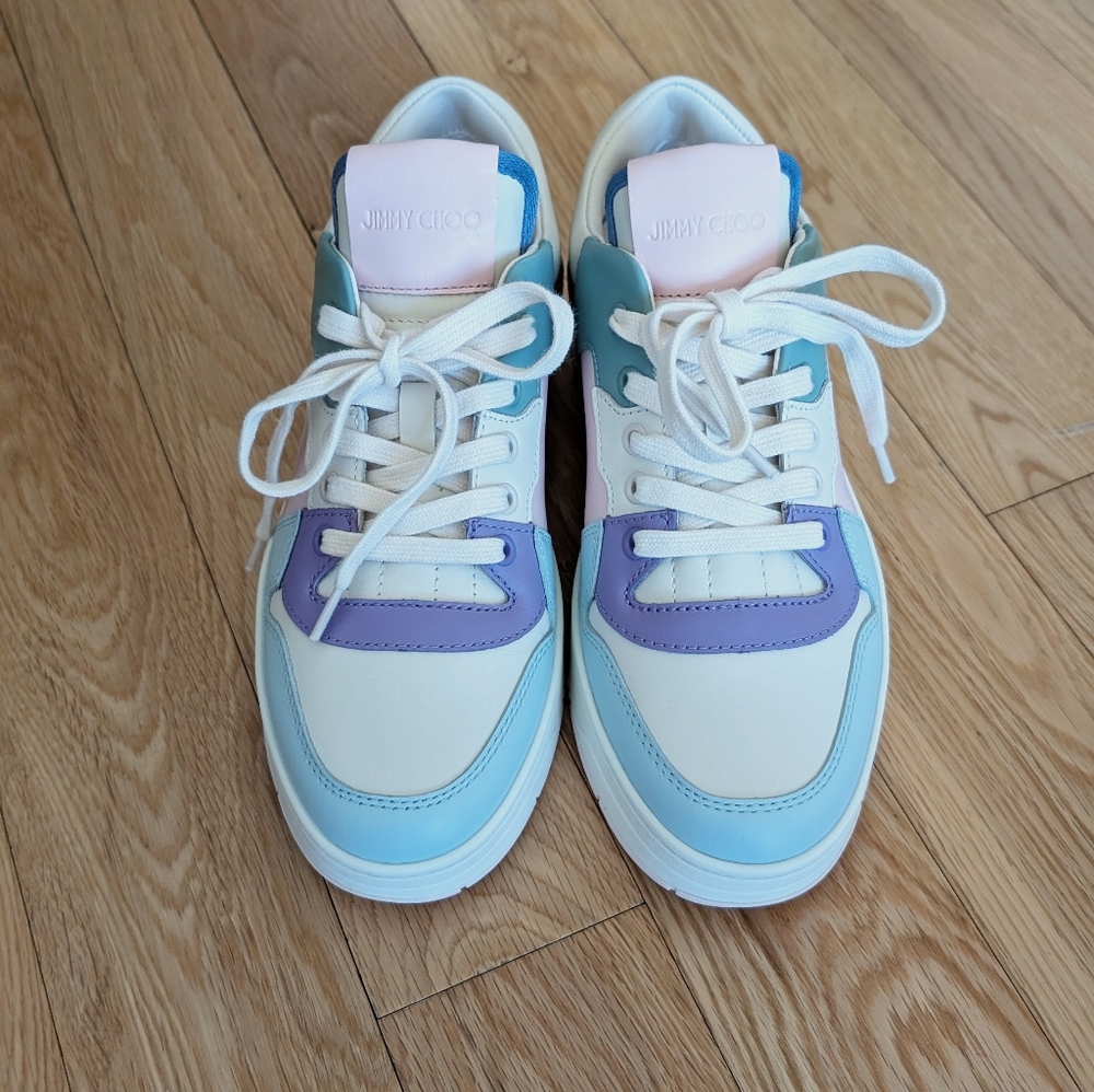 NEW Jimmy Choo Florent Sneakers – Cream & Pink Size 38 - Picture 4 of 11